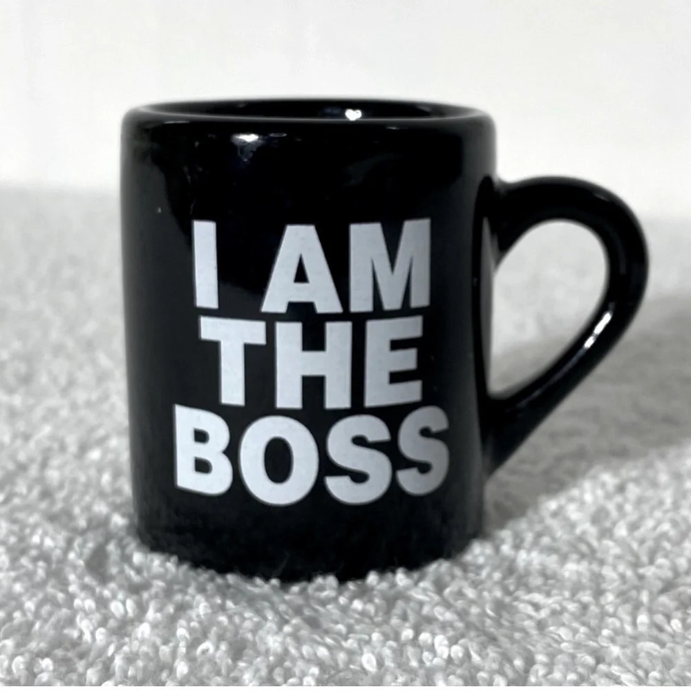 5/$35 Vintage Black I Am The Boss Tiny Espresso Mug